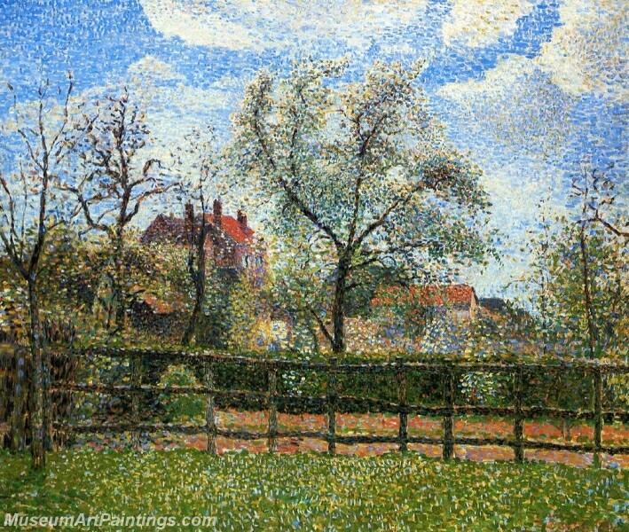 Pear Tress in Bloom Eragny Morning Painting