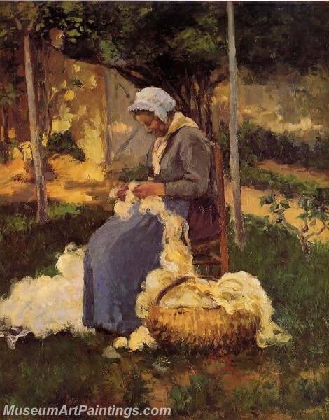 Peasant Woman Carding Wool Painting