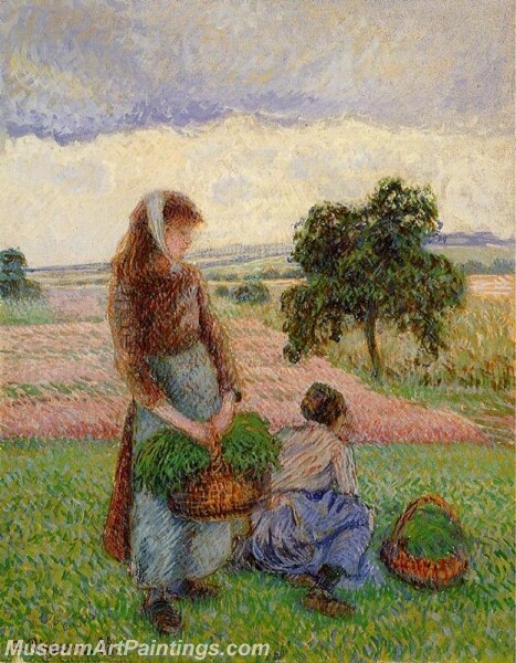 Peasant Woman Carrying a Basket Painting