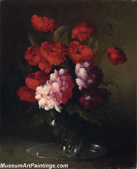 Peonies and Poppies in a Glass Vase Painting