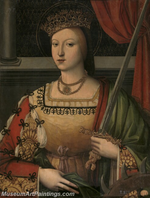 Pereira Carvalho Domingos Catalina de Austria reina de Portugal como Santa Catalina Painting