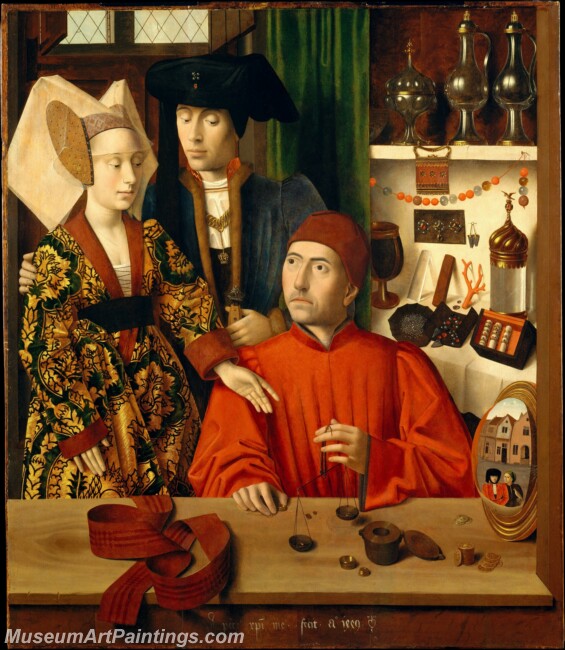 Petrus Christus A Goldsmith in His Shop Possibly Saint Eligius Painting