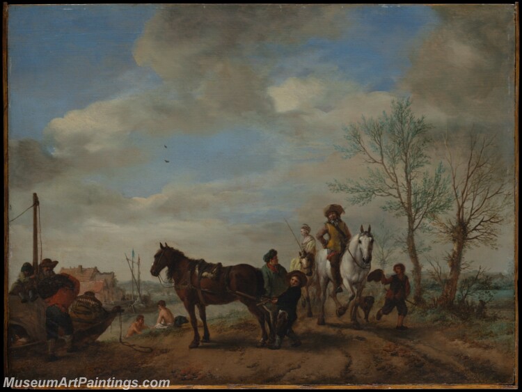 Philips Wouwerman A Man and a Woman on Horseback Painting