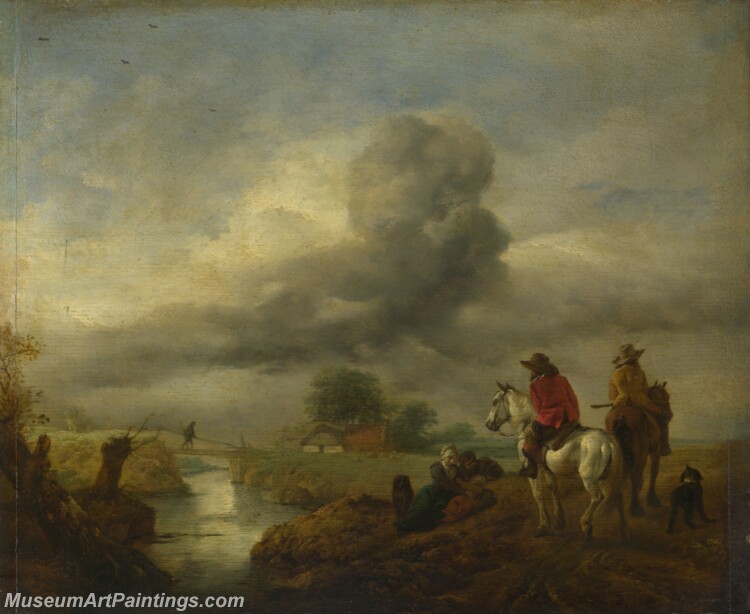 Philips Wouwermans Two Vedettes on Watch by a Stream Painting