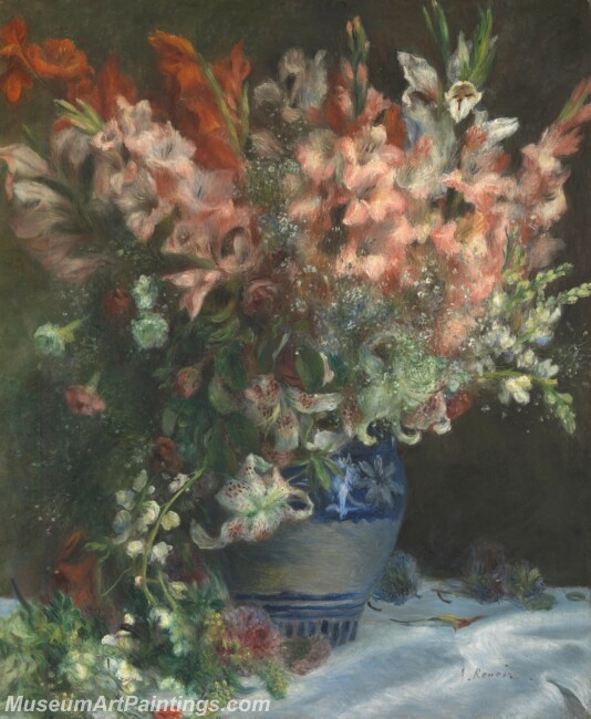 Pierre Auguste Renoir Gladioli in a Vase Painting