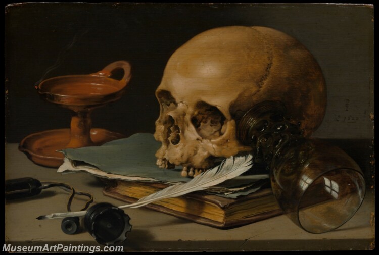 Pieter Claesz Still Life with a Skull and a Writing Quill Painting