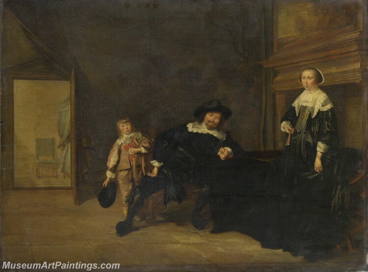 Pieter Codde Portrait of a Man a Woman and a Boy in a Room Painting