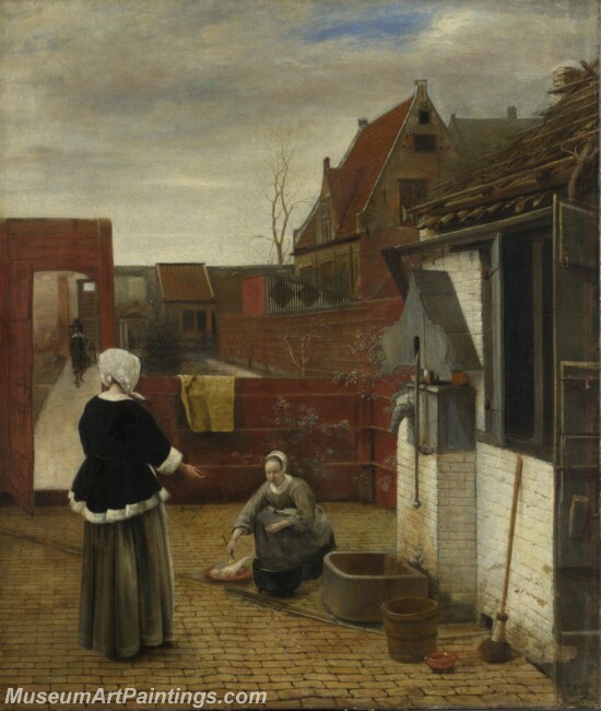 Pieter de Hooch A Woman and her Maid in a Courtyard Painting