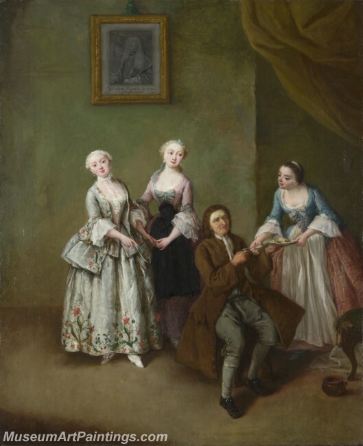 Pietro Longhi An Interior with Three Women and a Seated Man Painting