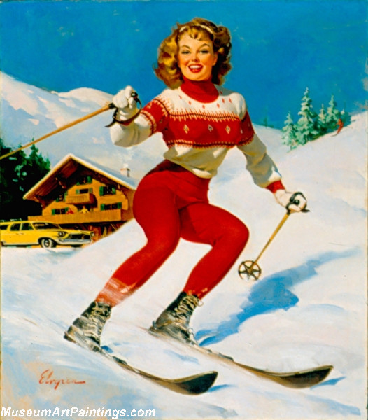 Pin Up Girl Paintings Skating