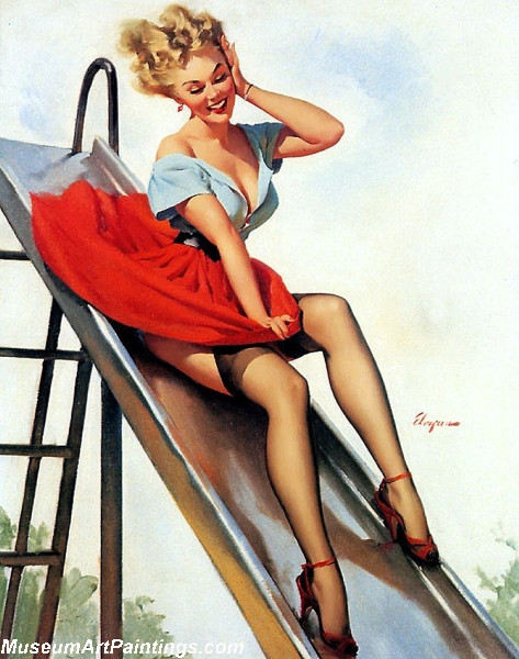 Pin Up Girl Paintings Up and Cunning