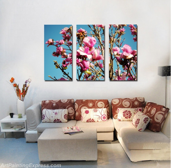 Pink Flowers Canvas Prints Set of 3 Modern Wall Art Paintings FCP047