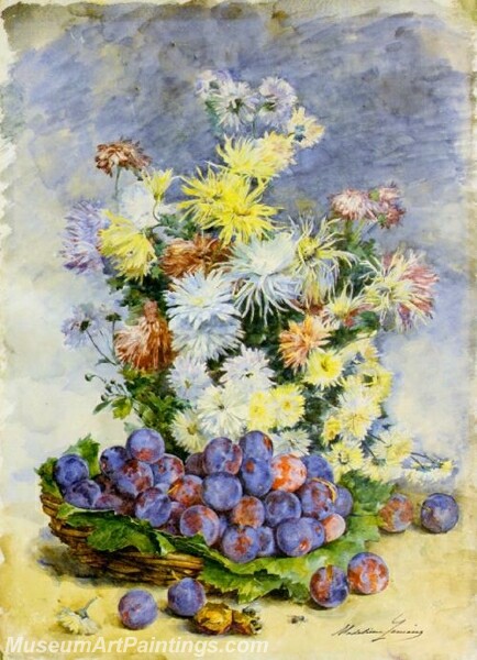 Plums and Chrysanthemums Painting