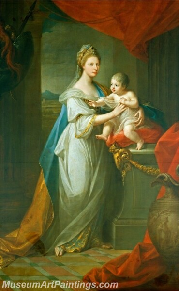 Portrait of Augusta of Hanover with her first born son Karl Georg of Brunswick Painting