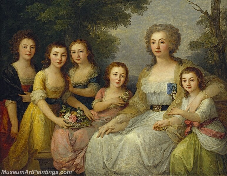 Portrait of Countess Anna Protasova with Her Nieces Painting