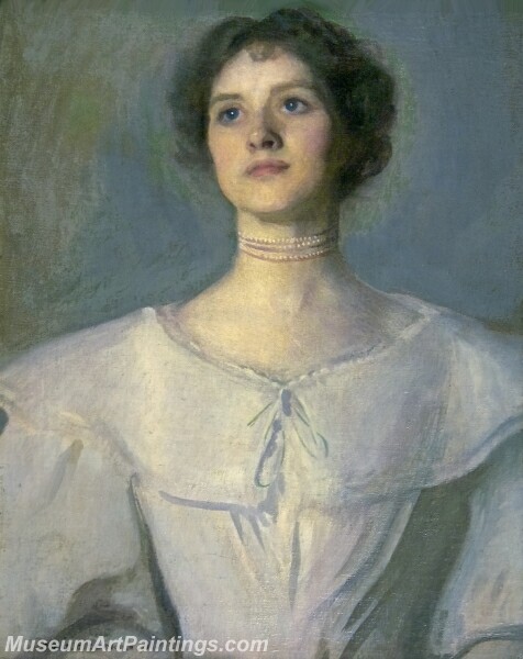 Portrait of a Woman in a White Dress Painting