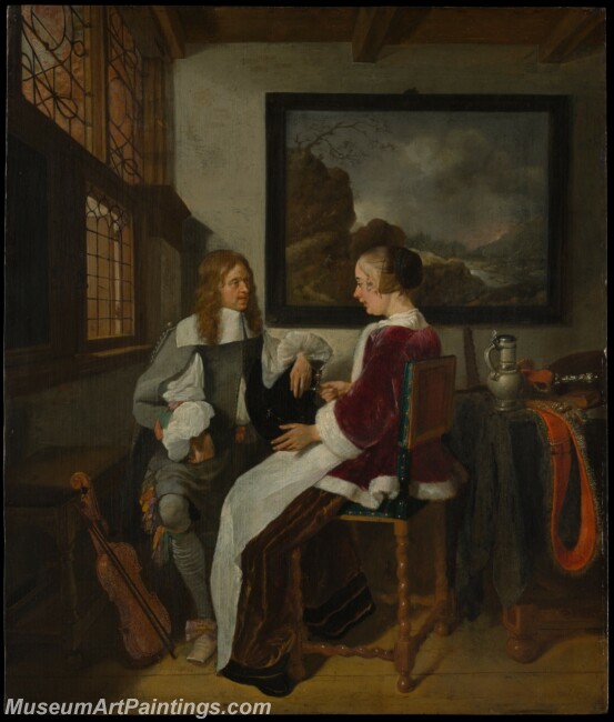 Quirijn van Brekelenkam Sentimental Conversation Painting