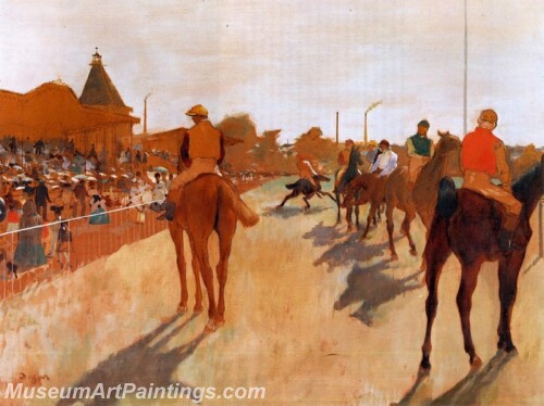 Racehorses before the Stands Painting