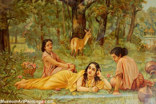 Raja Ravi Varma Paintings Group of Girls