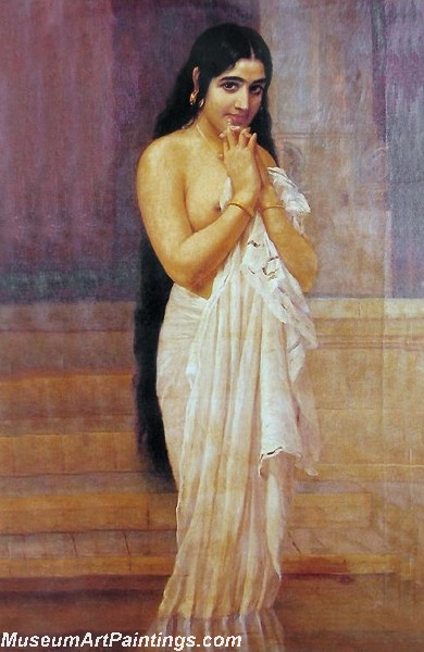 Raja Ravi Varma Paintings Malayali ladys Romantic look with shy