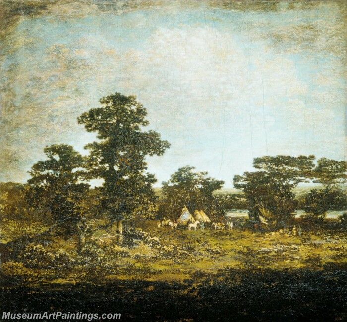 Ralph Albert Blakelock An Indian Encampment Painting