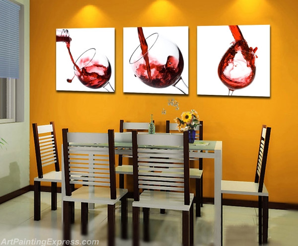 Red Wine Paintings Canvas Prints Set of 3 Modern Wall Art RWP01