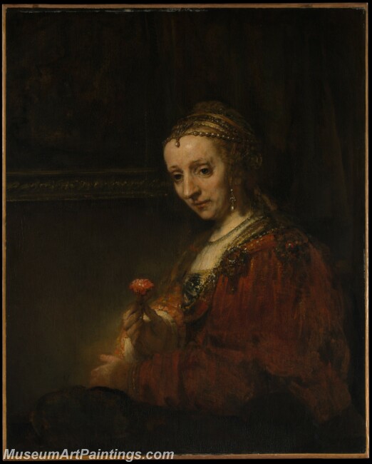 Rembrandt Woman with a Pink Painting