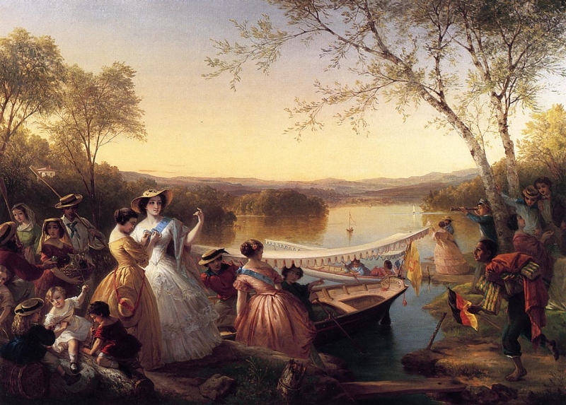 Reminiscences of Lake Mahopac New York Ladies Preparing for a Boat Race