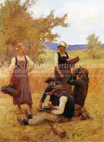 Repast in the Fields by Theophile Louise Deyrolle