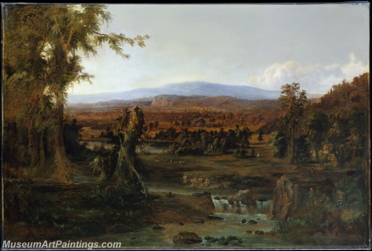 Robert S Duncanson Landscape with Shepherd Painting