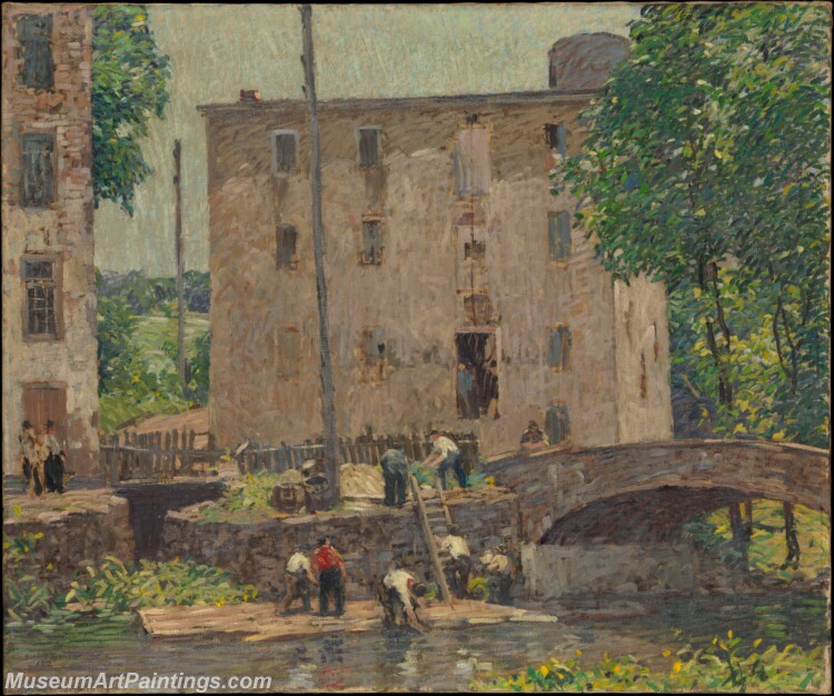 Robert Spencer Repairing the Bridge Painting