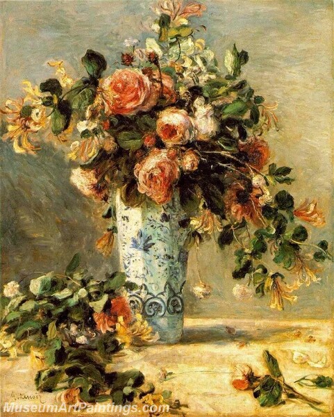 Roses and Jasmine in a Delft Vase Painting