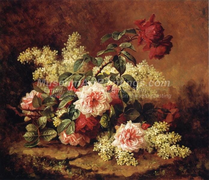 Roses and Mahogany by Paul De Longpre