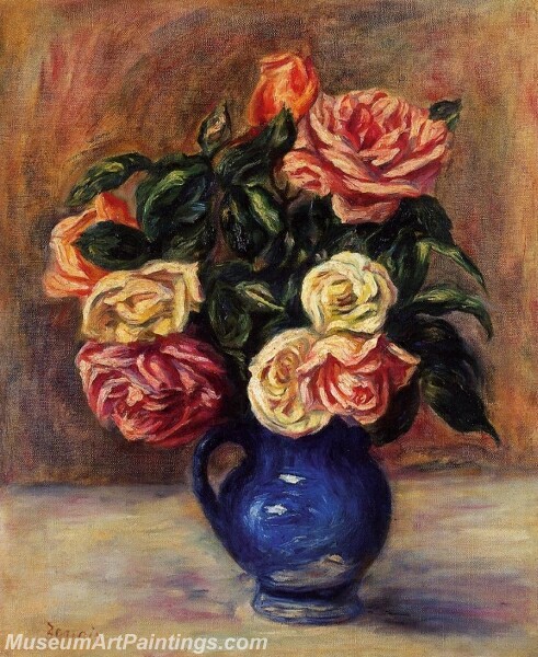 Roses in a Blue Vase Painting