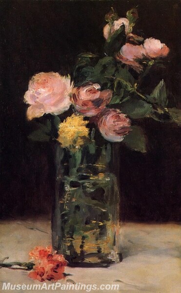 Roses in a Glass Vase Painting