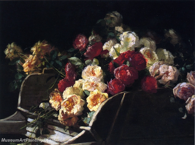 Roses in a Wheelbarrow by George Cochran Lambdin