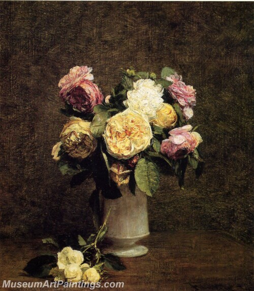 Roses in a White Porcelin Vase Painting