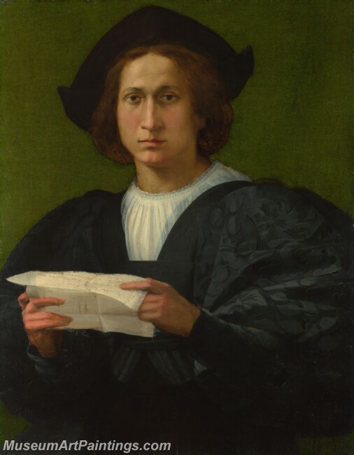 Rosso Fiorentino Portrait of a Young Man holding a Letter Painting