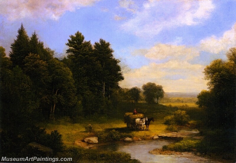 Rural Landscape with Hay Wagon Painting