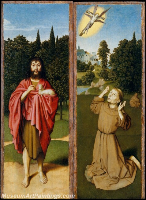 Saint John the Baptist Saint Francis Receiving the Stigmata Painting