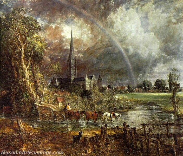 Salisbury Cathedral from the meadows Painting