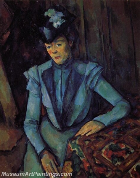 Seated Woman in Blue Painting