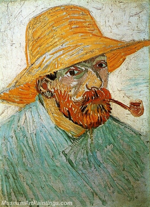 Self Portrait with Pipe and Straw Hat Painting