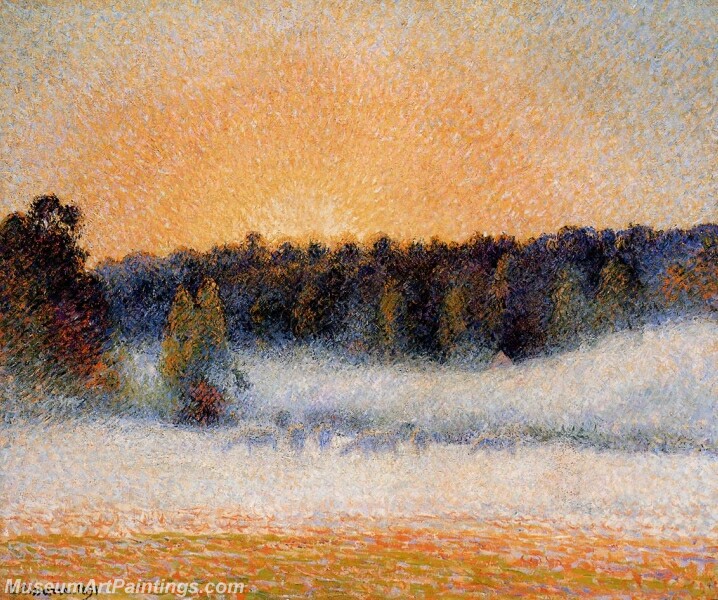 Setting Sun and Fog Eragny Painting