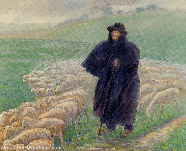 Shepherd in a Downpour Painting