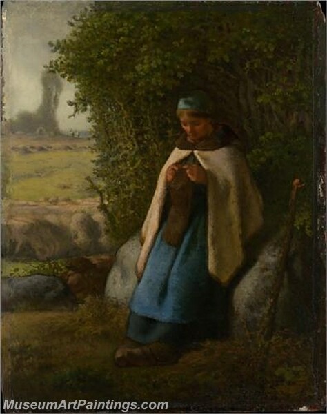 Shepherdess Seated on a Rock Painting