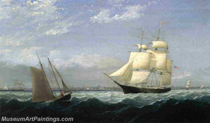 Ships in Boston Harbor Painting