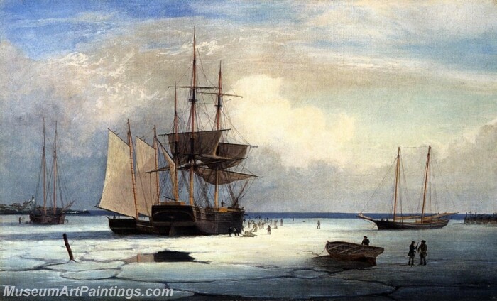 Ships in Ice off Ten Pound Island Painting