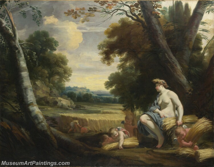 Simon Vouet and studio Ceres and Harvesting Cupids Painting