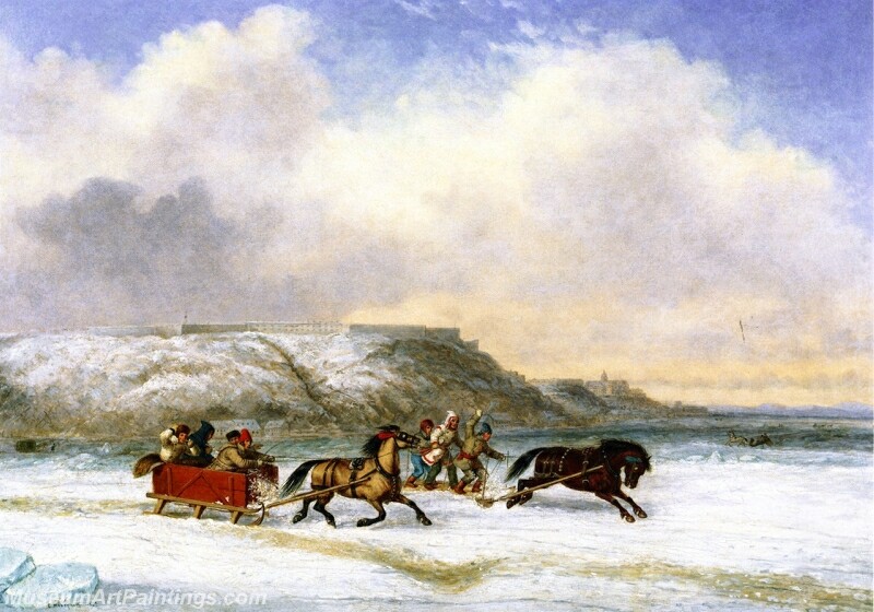 Sleigh Race on the St Lawrence at Quebec Painting